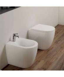 Sanitari filo muro Azzurra Pratica terra wc + bidet e sedile