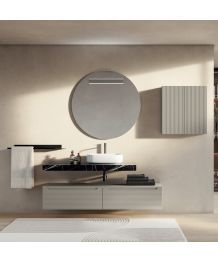Set Mobilier Suspendat Baie Idea Stella Liko 90 cm Alb Cu Oglinda+Aplica